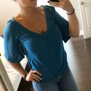 MUDD Teal Blouse w/ Scrunched Bottom